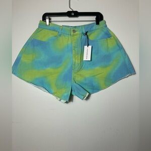 WEWOREWHAT Bell Flare Shorts‎ Sz 32 Tie Dye High Waist Festival